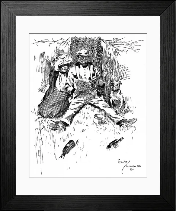 Framed Print : Cockney Couple on Hampstead Heath reading a magazine Framed Print : Cockney Couple on Hampstead Heath reading a magazine