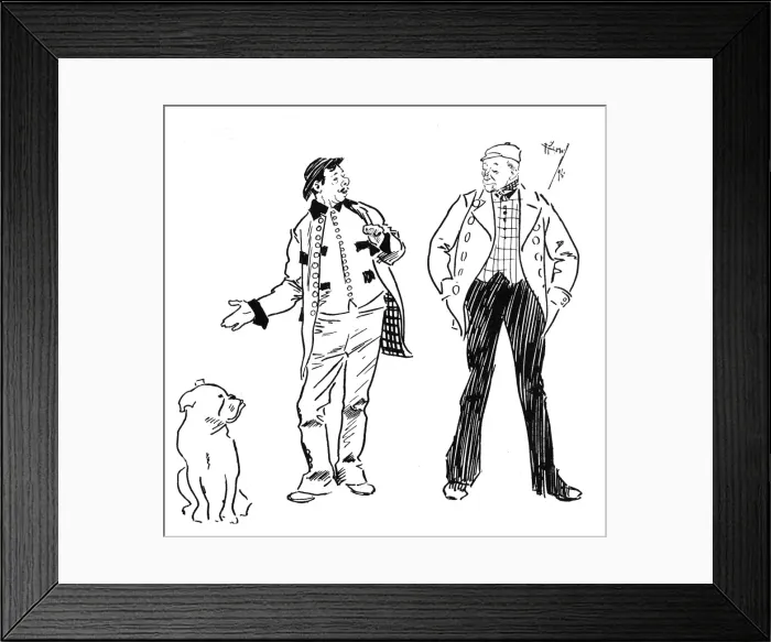 Framed Print : Two Cockneys discuss the pedigree of a dog Framed Print : Two Cockneys discuss the pedigree of a dog
