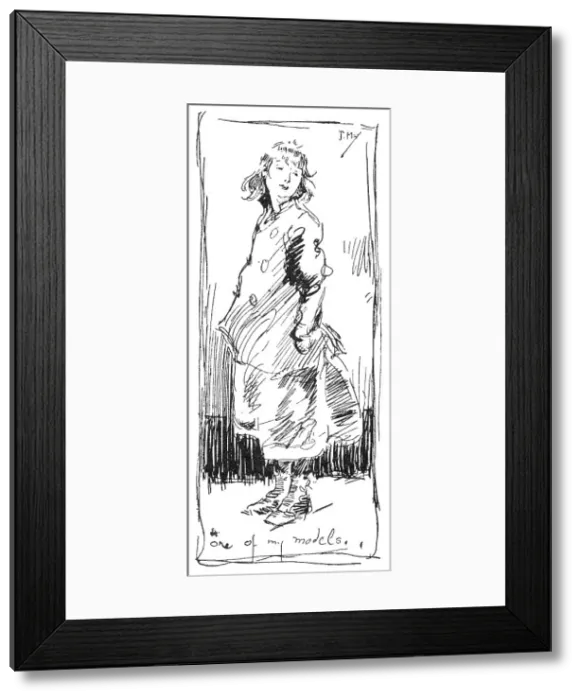 Framed Print : Drawing by Phil May of one of his models Framed Print : Drawing by Phil May of one of his models