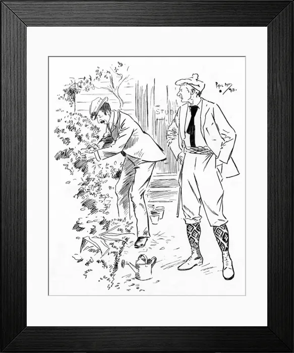 Framed Print : One artist interrupting another, who is busy gardening