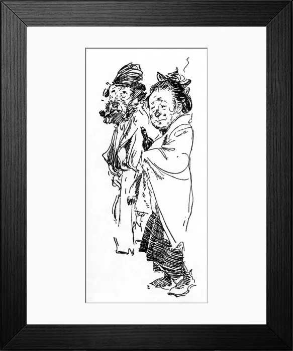 Framed Print : Vagrant couple on Satutday night - drawing by Phil May Framed Print : Vagrant couple on Satutday night - drawing by Phil May