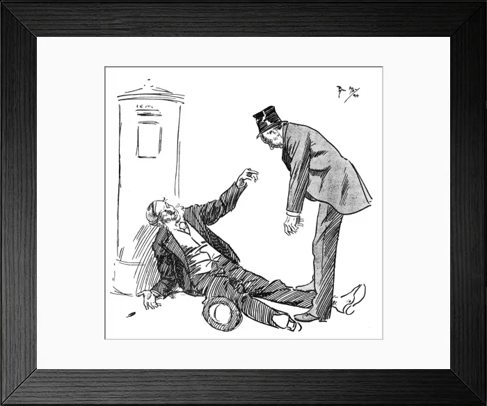 Framed Print : Two drunks by a postbox, one already collapsed Framed Print : Two drunks by a postbox, one already collapsed