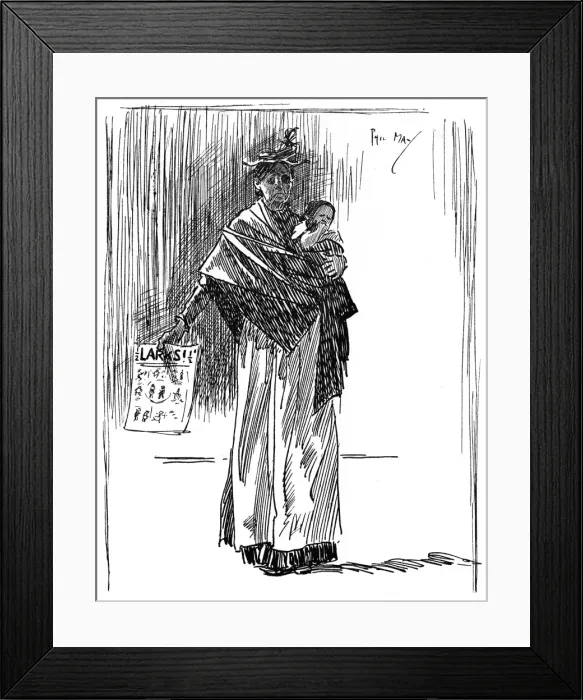 Framed Print : Poor street magazine seller and child Framed Print : Poor street magazine seller and child