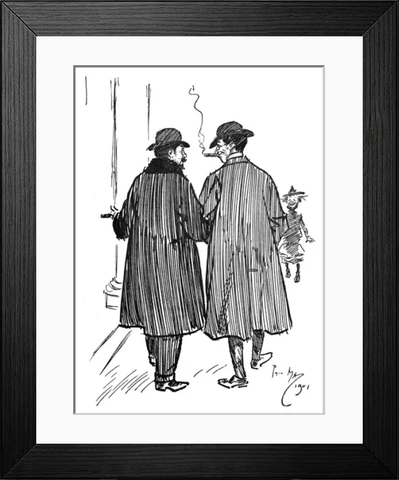 Framed Print : Phil May having a funny chat to an actor - Off for a drink Framed Print : Phil May having a funny chat to an actor - Off for a drink