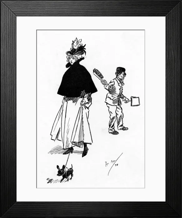 Framed Print : Street Urchin offers appraisal of passing pretty lady Framed Print : Street Urchin offers appraisal of passing pretty lady