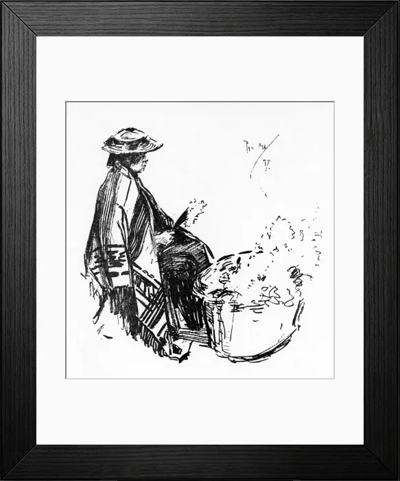 Framed Print : London Flower seller with her basket of blooms Framed Print : London Flower seller with her basket of blooms