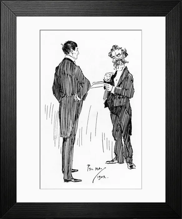 Framed Print : Phil May receives a caricature request - duly granted Framed Print : Phil May receives a caricature request - duly granted