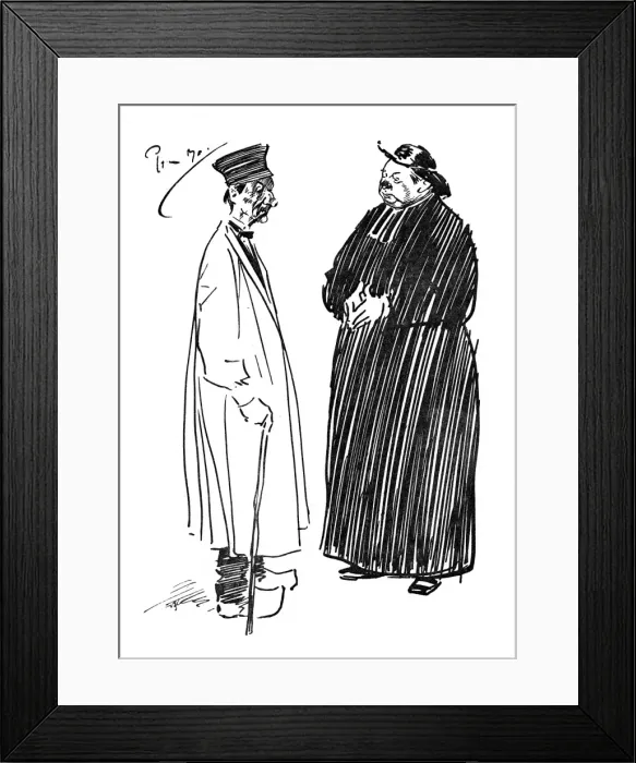 Framed Print : Frenchman talking to a Priest - Picardy, France Framed Print : Frenchman talking to a Priest - Picardy, France