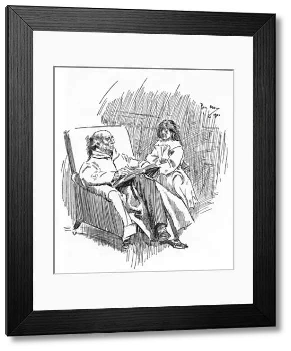 Framed Print : Little girl amazed at condition of her Grandfathers book Framed Print : Little girl amazed at condition of her Grandfathers book