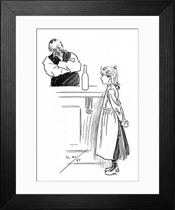 Framed Print : Little girl approaching pub bar to ask for Brandy Framed Print : Little girl approaching pub bar to ask for Brandy