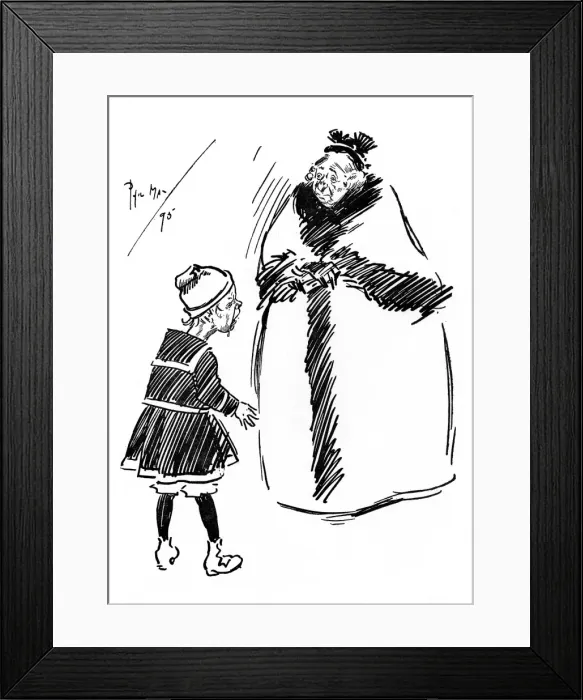 Framed Print : Kindy Old lady asks if a little lost girl is alright Framed Print : Kindy Old lady asks if a little lost girl is alright