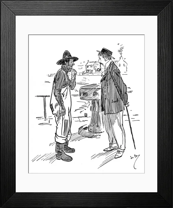Framed Print : Cornish Boatman sets an amateur fisherman straight Framed Print : Cornish Boatman sets an amateur fisherman straight