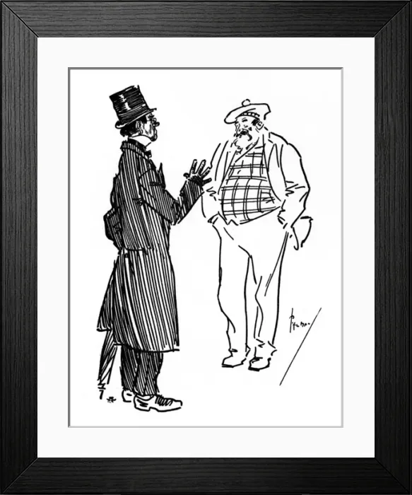 Framed Print : Minister questions Scotsmans non-attendance at Church Framed Print : Minister questions Scotsmans non-attendance at Church