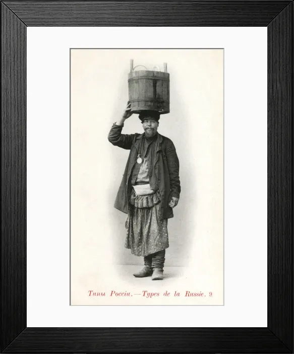 Framed Print : Russian Dyer with his vat and belt pouches Framed Print : Russian Dyer with his vat and belt pouches