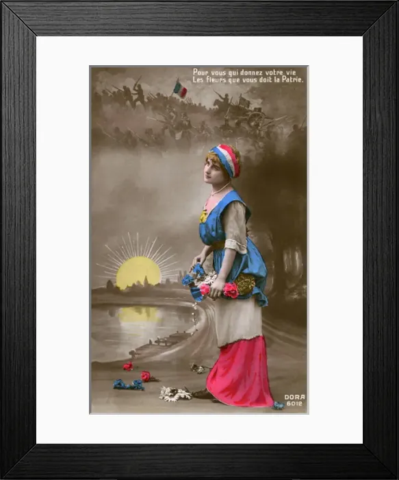 Framed Print : French patriotic WWI postcard - Debt owed to those who die Framed Print : French patriotic WWI postcard - Debt owed to those who die