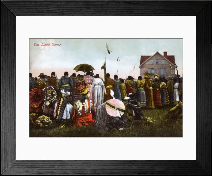 Framed Print : Traditional Dance of Sioux Indians - Canada - Rear view Framed Print : Traditional Dance of Sioux Indians - Canada - Rear view