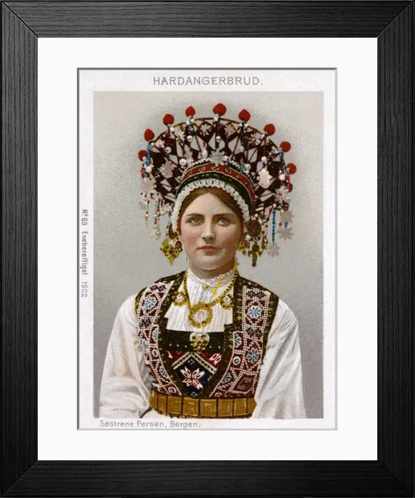 Framed Print : Norwegian Bride from Hardanger in Tradtional Costume Framed Print : Norwegian Bride from Hardanger in Tradtional Costume