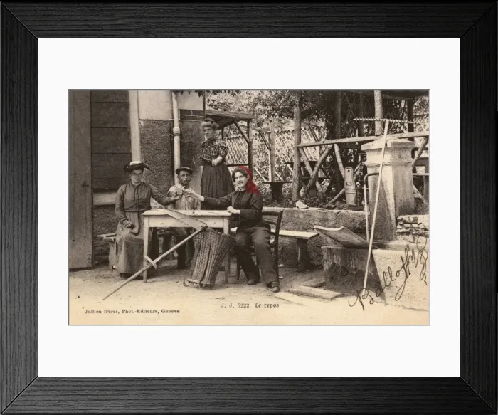 Framed Print : Swiss agricultrual workers take a break Framed Print : Swiss agricultrual workers take a break
