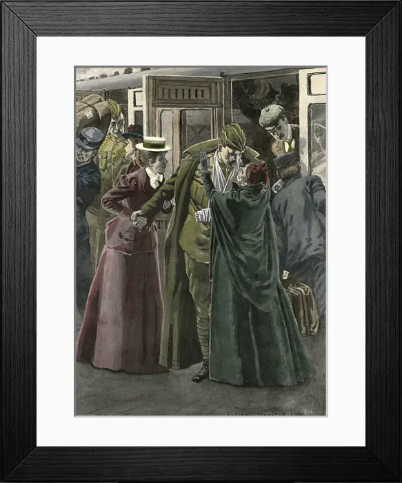 Framed Print : Back from the Boer War - Scene at a London Terminus Framed Print : Back from the Boer War - Scene at a London Terminus