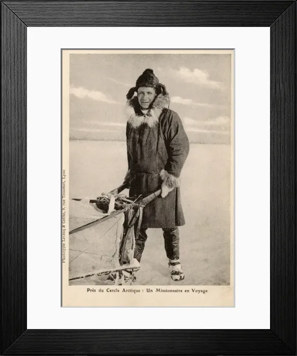 Framed Print : Travelling Christian Missionary and his sled - Alaska, USA Framed Print : Travelling Christian Missionary and his sled - Alaska, USA