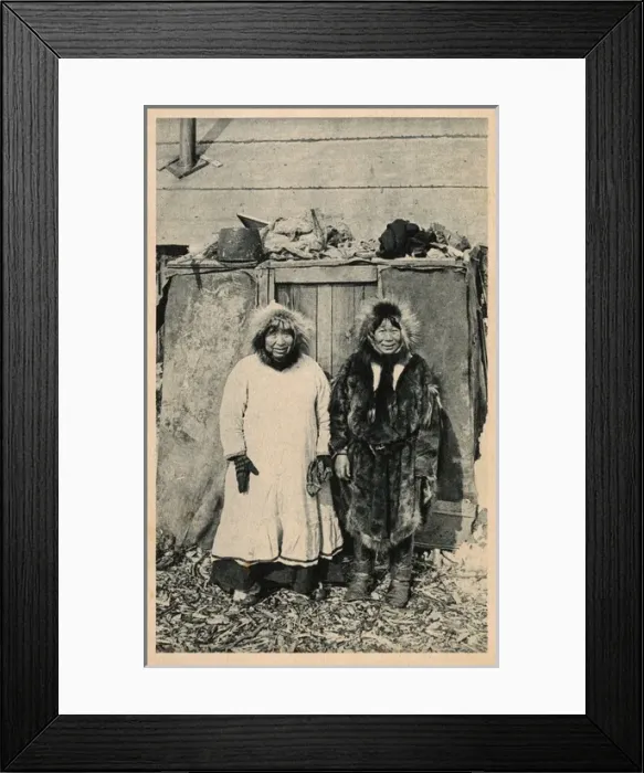 Framed Print : Age and Smile - Two happy elderly Eskimos of Polar region Framed Print : Age and Smile - Two happy elderly Eskimos of Polar region