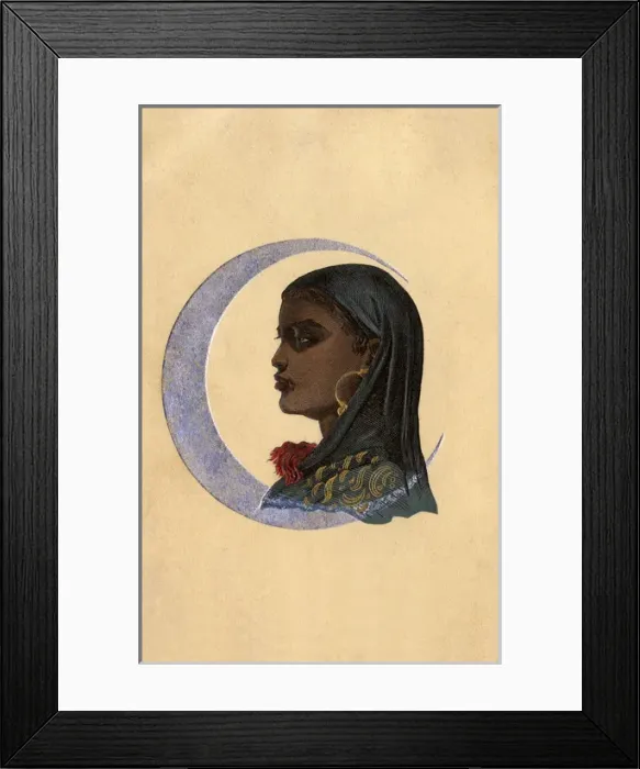 Framed Print : Southern Egyptian Girl - Sudan - with silver crescent moon Framed Print : Southern Egyptian Girl - Sudan - with silver crescent moon