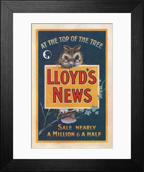 Framed Print : Advertising postcard - Lloyds News - At the Top of the Tree Framed Print : Advertising postcard - Lloyds News - At the Top of the Tree