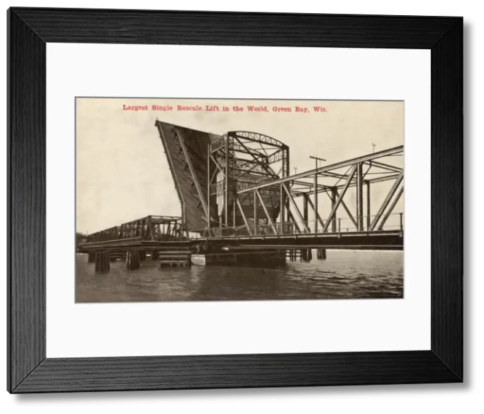 Framed Print : Worlds Largest Single Bascule Lift Bridge - Green Bay, Wis Framed Print : Worlds Largest Single Bascule Lift Bridge - Green Bay, Wis