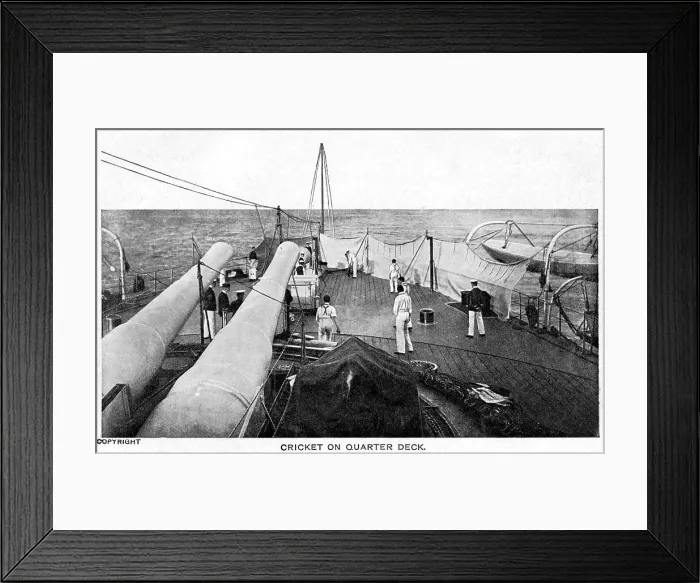 Framed Print : Cricket on the Quarter Deck of a British Battleship Framed Print : Cricket on the Quarter Deck of a British Battleship