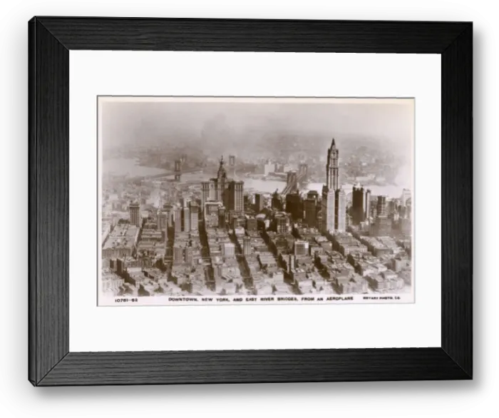 Framed Print : New York, USA - Aerial view - Downtown & East River Bridges Framed Print : New York, USA - Aerial view - Downtown & East River Bridges