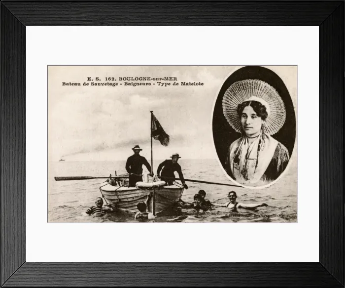 Framed Print : Boulogne-sur-Mer, France - Lifeboat, Bathers and Fisherwoman Framed Print : Boulogne-sur-Mer, France - Lifeboat, Bathers and Fisherwoman