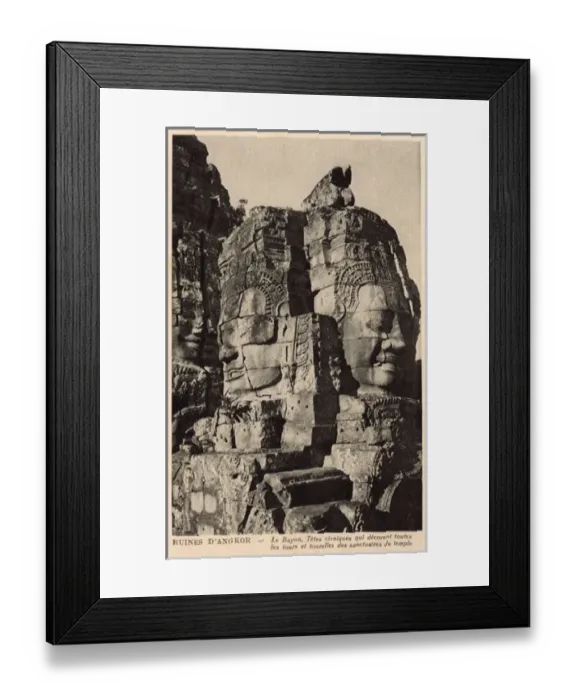 Framed Print : Cambodia - Angkor Wat - Two massive carved heads Framed Print : Cambodia - Angkor Wat - Two massive carved heads