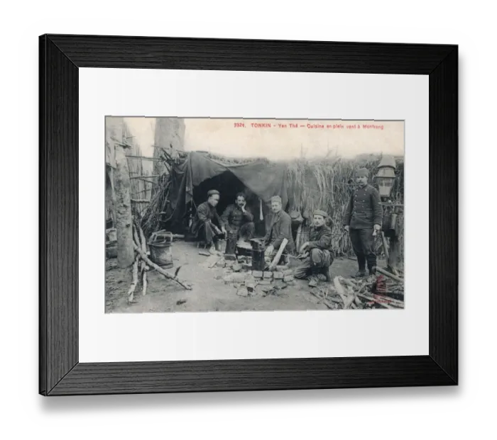 Framed Print : Vietnam - Montrang - French soldiers cooking in the open air Framed Print : Vietnam - Montrang - French soldiers cooking in the open air
