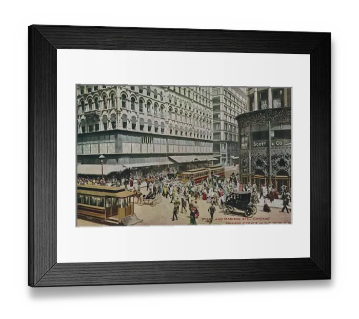 Framed Print : Junction of State and Madison Streets - Chicago, USA Framed Print : Junction of State and Madison Streets - Chicago, USA