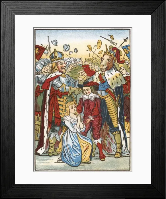 Framed Print : Nursery Tale - Fighting for the Crown - Lion and the Unicorn Framed Print : Nursery Tale - Fighting for the Crown - Lion and the Unicorn