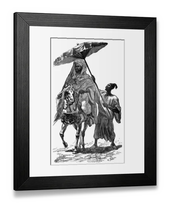 Framed Print : A Sultan of Morocco on horseback with attendant Framed Print : A Sultan of Morocco on horseback with attendant