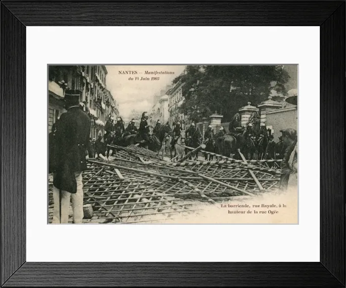 Framed Print : Barricade - Rue Royale, Nantes - June, 1903 Framed Print : Barricade - Rue Royale, Nantes - June, 1903