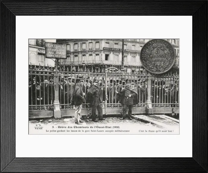 Framed Print : France - Strike of the Western (State) railwaymen Framed Print : France - Strike of the Western (State) railwaymen