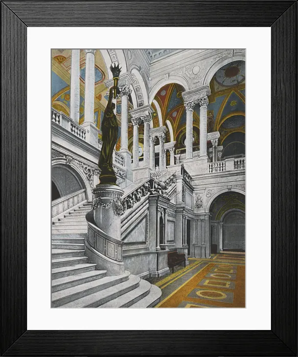 Framed Print : Washington DC, USA - Grand Stairway - Library of Congress Framed Print : Washington DC, USA - Grand Stairway - Library of Congress