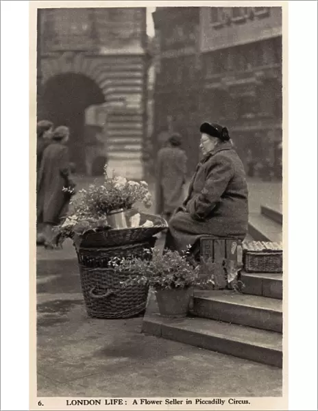 London Life - A Flower Seller in Piccadilly Circus
