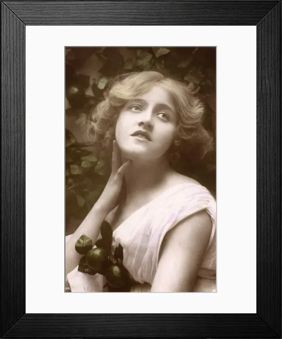 Framed Print : Portrait of a beauty with green apples Framed Print : Portrait of a beauty with green apples
