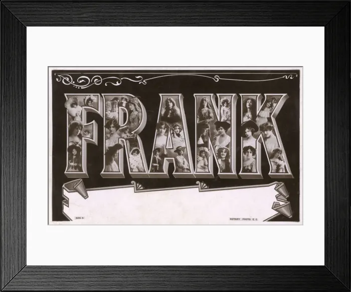 Framed Print : Frank Postcard, the letters containing female portraits Framed Print : Frank Postcard, the letters containing female portraits