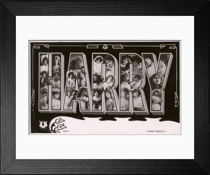 Framed Print : Harry Postcard, the letters containing female portraits Framed Print : Harry Postcard, the letters containing female portraits