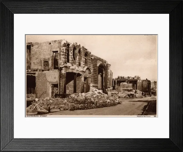 Framed Print : Damage to Whitecross Street - WW2 - Blitz on London Framed Print : Damage to Whitecross Street - WW2 - Blitz on London