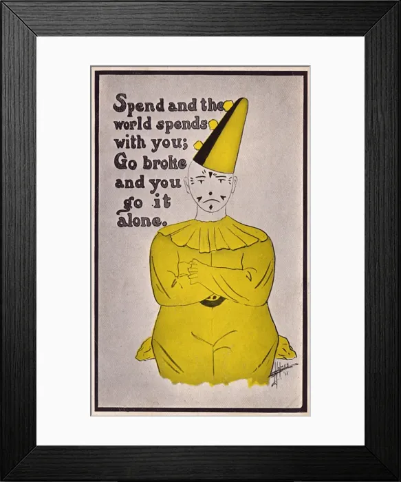 Framed Print : The Loneliness of Penury - Pierrot upset having gone bust Framed Print : The Loneliness of Penury - Pierrot upset having gone bust