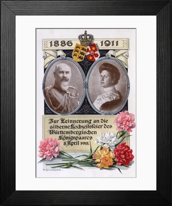 Framed Print : William II 4th King of Wurttemberg Silver wedding card Framed Print : William II 4th King of Wurttemberg Silver wedding card