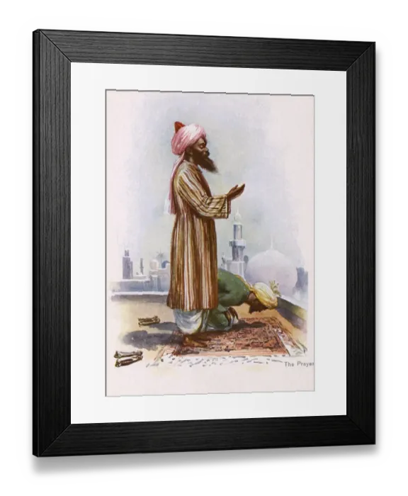 Framed Print : India - Two Muslims at prayer - rooftop Framed Print : India - Two Muslims at prayer - rooftop