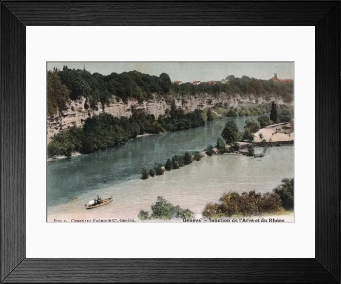 Framed Print : Geneva, Switzerland, confluence of the Arve and Rhone River Framed Print : Geneva, Switzerland, confluence of the Arve and Rhone River
