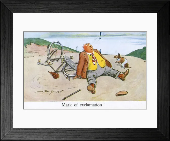 Framed Print : Gentleman crashes on his bicycle and utters a loud Framed Print : Gentleman crashes on his bicycle and utters a loud