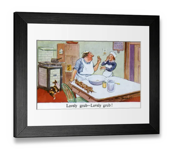 Framed Print : Young Kitchenmaid shocked by the odour of Brown Garlic Framed Print : Young Kitchenmaid shocked by the odour of Brown Garlic